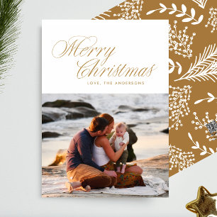 Elegant Gold Merry Christmas Traditional Holiday Card