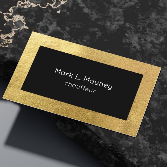 Elegant Gold Metal Chauffeur Driver Professional   Business Card (Creator Uploaded)