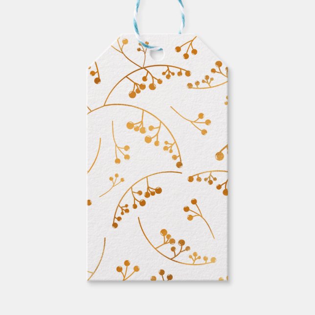 Elegant gold metallic effect berries Gift Tag (Front)