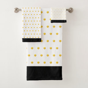 Elegant Gold Metallic Look Polka Dots Bath Towel Set