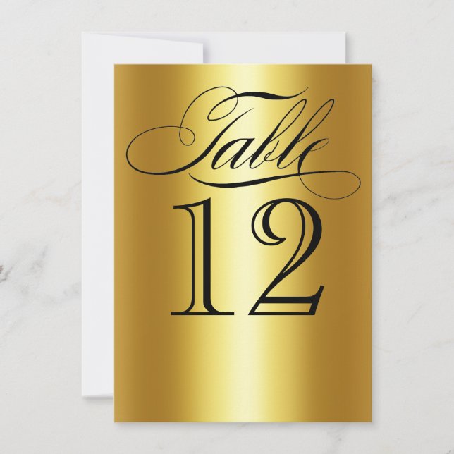 Elegant Gold Metallic Table Number Glam Bling (Front)