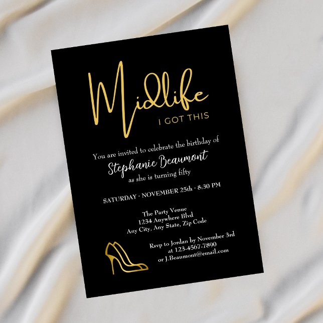 Elegant Gold Midlife You Got This 50th Birthday Invitation (Creator Uploaded)