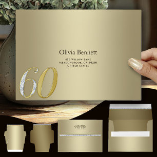 Elegant Gold Milestone 60 Anniversary Birthday Envelope