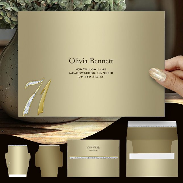 Elegant Gold Milestone 71 Anniversary Birthday Envelope (Creator Uploaded)