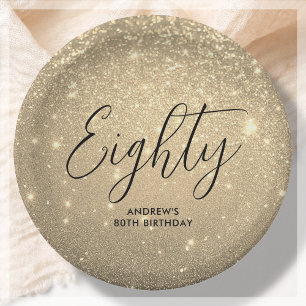 Elegant Gold Milestone Birthday  Paper Plate