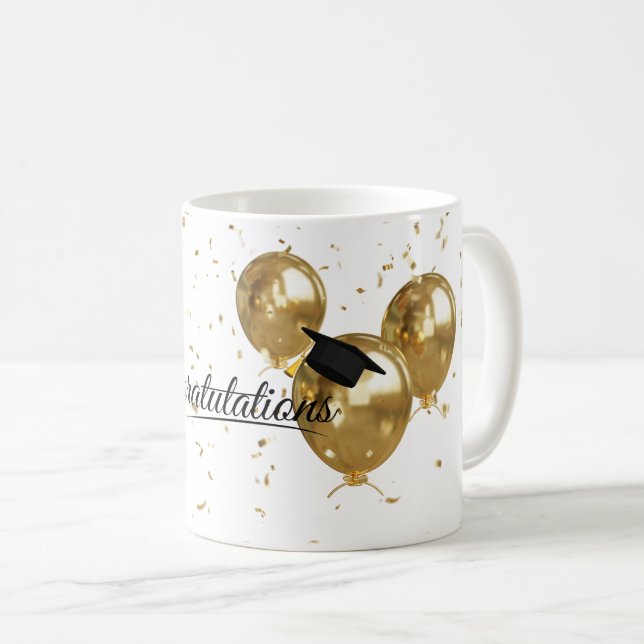Elegant Gold Minimal Graduation graduate cap Coffee Mug (Front Right)