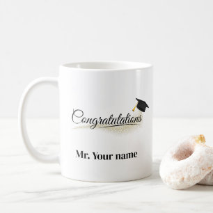 Elegant Gold Minimal Graduation School cap name Coffee Mug