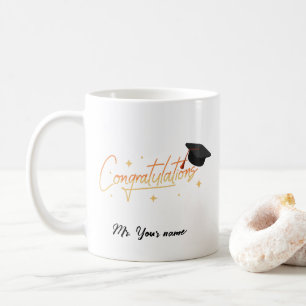 Elegant Gold Minimal Graduation School cap name Coffee Mug