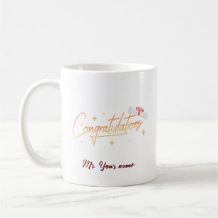 Elegant Gold Minimal Graduation School Red name Coffee Mug