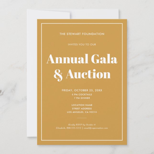 Elegant Gold Minimalist Business Corporate Event Invitation (Front)