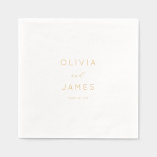 Elegant Gold Minimalist Calligraphy Foil Napkins