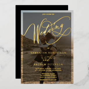 Elegant gold minimalist calligraphy photo wedding