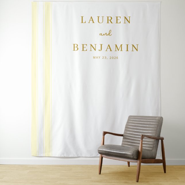 Elegant Gold Minimalist Lines Tapestry (In Situ)