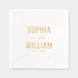 Elegant Gold Minimalist Names Foil Napkins