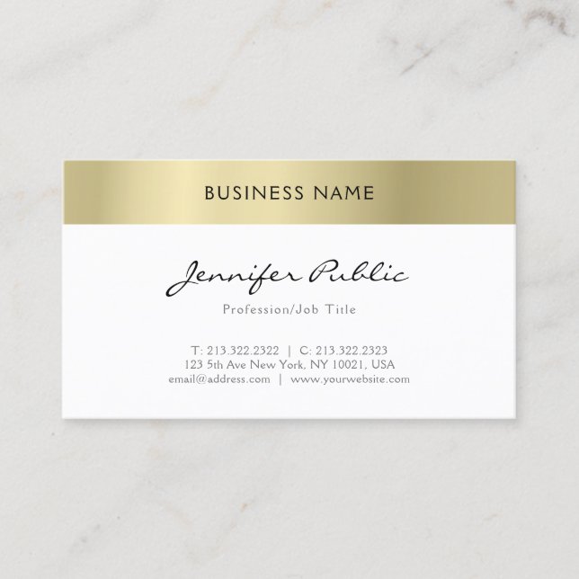Elegant Gold Minimalist Professional Modern Simple Business Card (Front)