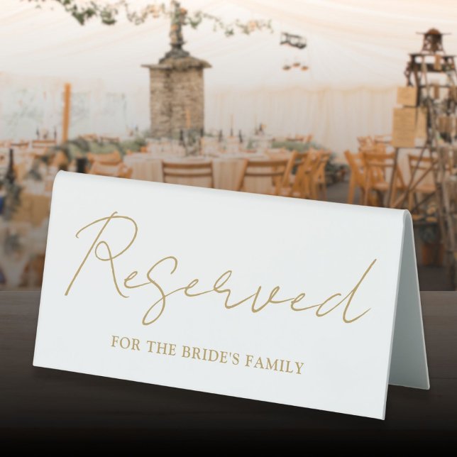 Elegant Gold Minimalist Script Reserved (Elegant Gold Minimalist Script Reserved Table Tent Sign)