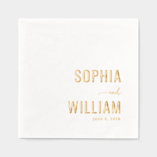 Elegant Gold Minimalist Typographic Foil Napkins