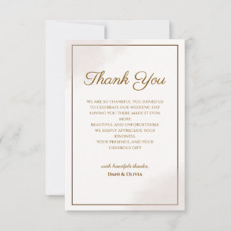 Elegant Gold Minimalist Wedding Thank You Card
