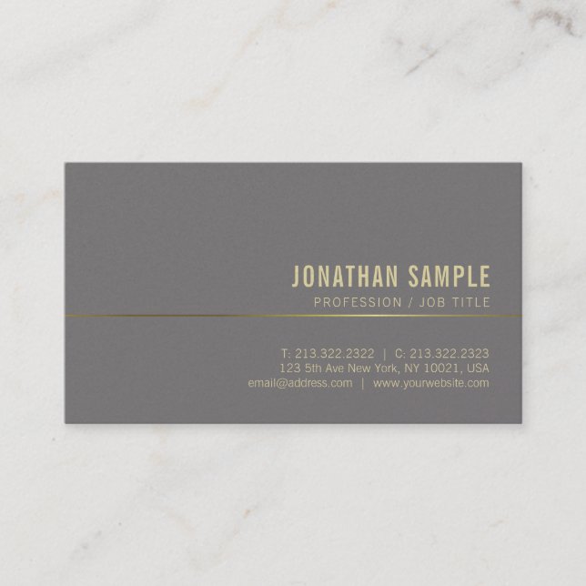 Elegant Gold Minimalistic Plain Trendy Luxury Business Card (Front)