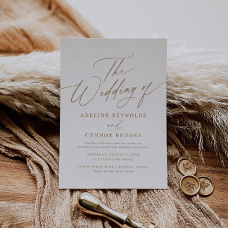 Elegant Gold Modern Calligraphy Wedding Invitation