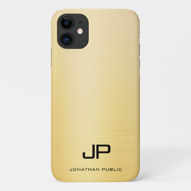 Elegant Gold Modern Monogram Name Template Case-Mate iPhone Case (Back)