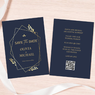 Elegant Gold Modern QR Code Wedding Save The Date