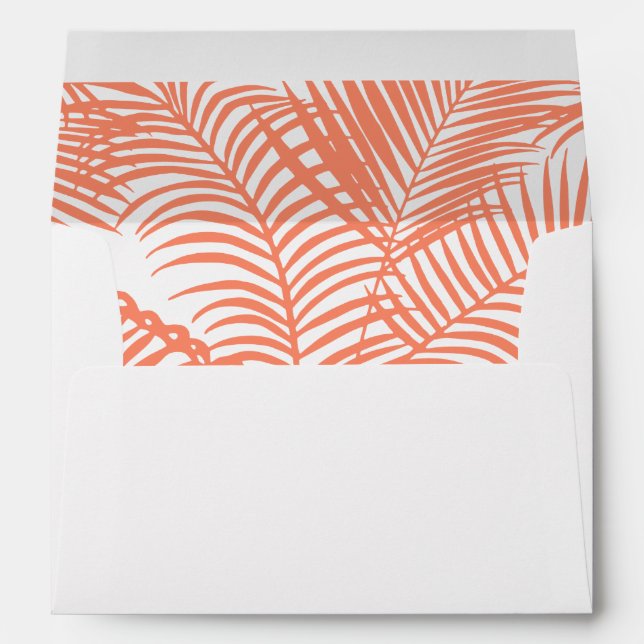 Elegant gold modern tropical coral palm tree envelopes (Back (Bottom))