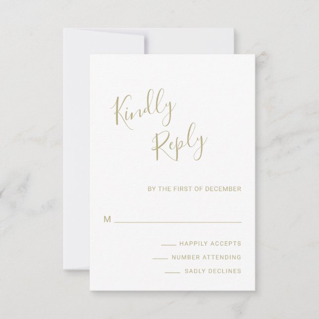 Elegant Gold Modern Wedding RSVP Card (Front)