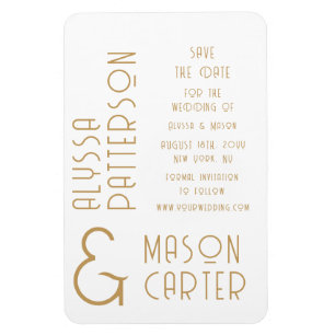 Elegant Gold Modern Wedding Save The Date Magnet
