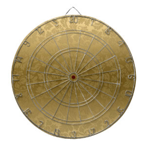 Elegant Gold Monochromatic Floral Damasks Pattern Dartboard