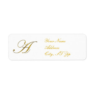 Elegant Gold Monogram A Return Address Labels