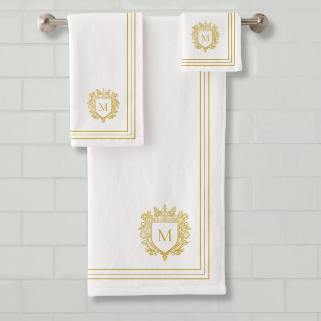 Elegant Gold Monogram  Bath Towel Set (Creator Uploaded)
