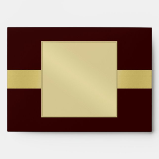 Elegant Gold Monogram Brown All Occasion Envelope (Front)