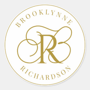 Elegant Gold Monogram  Classic Round Sticker
