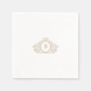Elegant Gold Monogram Crest Custom Wedding  Napkin