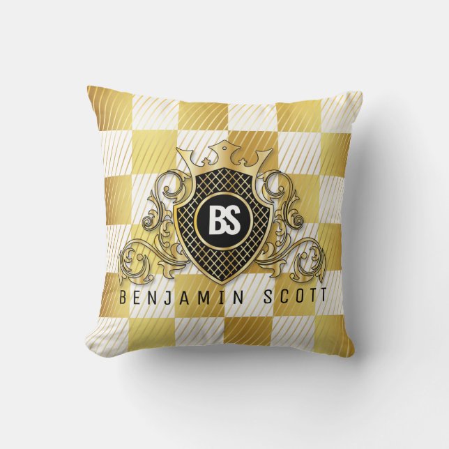 Elegant Gold Monogram Design Thow Pillow (Front)
