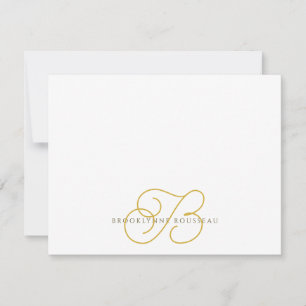 Elegant Gold Monogram Flat Note Card