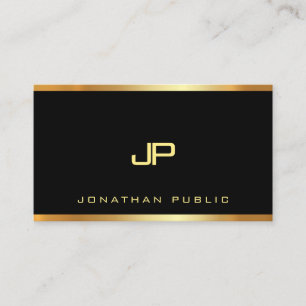 Elegant Gold Monogram Glam Plain Modern Luxury Business Card