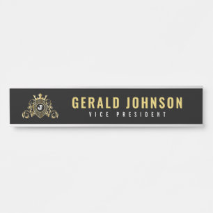Elegant Gold Monogram Initial Design Door Sign