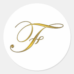 Elegant Gold Monogram Initial F Envelope Seals    
