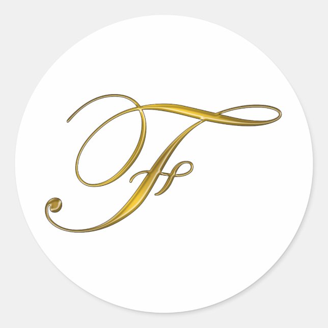 Elegant Gold Monogram Initial F Envelope Seals     (Front)