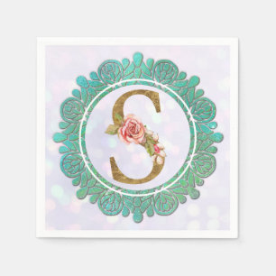 Elegant Gold Monogram Initial Letters with Mandala Napkin