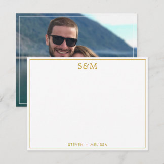 Elegant Gold Monogram Initials Couple Name Photo Card