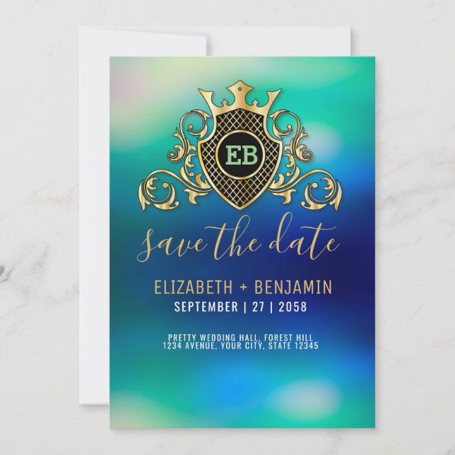 Elegant Gold Monogram Invitation (Front)