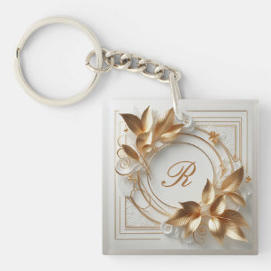 Elegant Gold Monogram Keychain