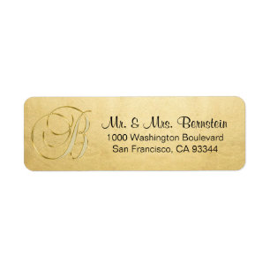 Elegant Gold Monogram Letter B Return Address Label