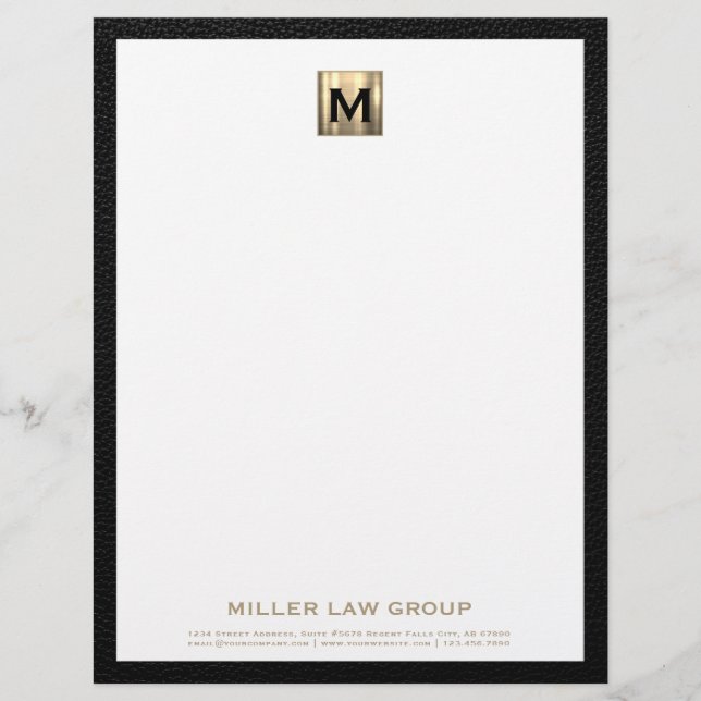 Elegant Gold Monogram Letterhead (Front)