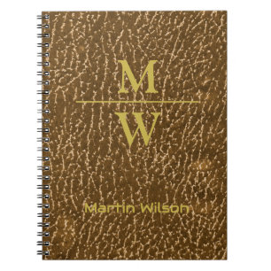 Elegant Gold Monogram Luxe Texture Gold Lettering Notebook