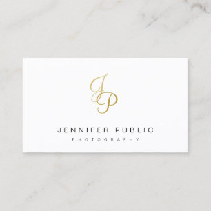 Elegant Gold Monogram Modern Plain Photographer Business Card