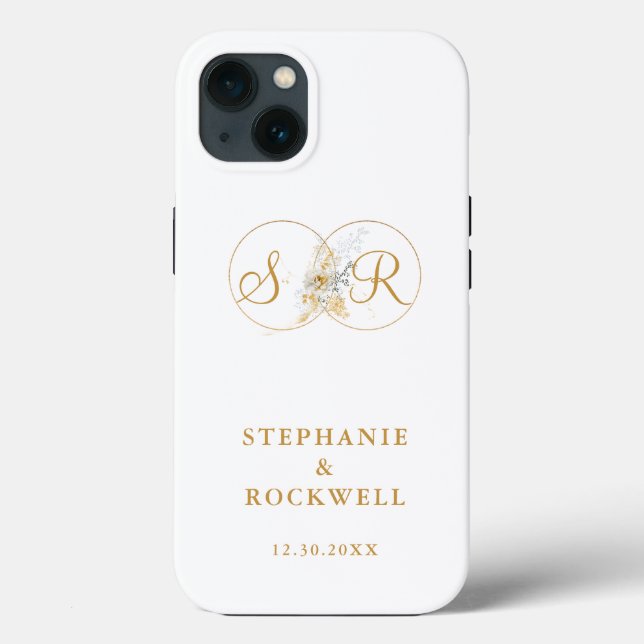 Elegant Gold Monogram Name Initial Wedding Case-Mate iPhone Case (Back)